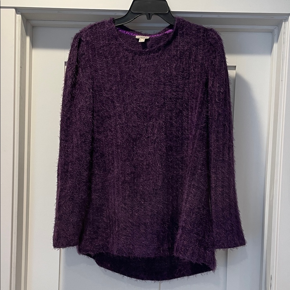 Logo Purple Fuzzy Sweater size small